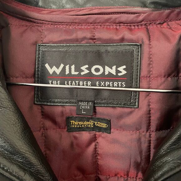 Vintage 90s Wilsons Leather Belted Hooded Jacket - Picture 3 of 8